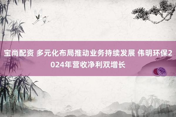 宝尚配资 多元化布局推动业务持续发展 伟明环保2024年营收净利双增长