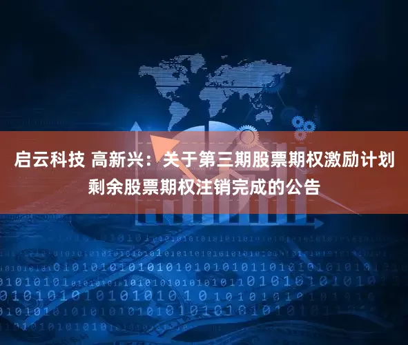 启云科技 高新兴：关于第三期股票期权激励计划剩余股票期权注销完成的公告
